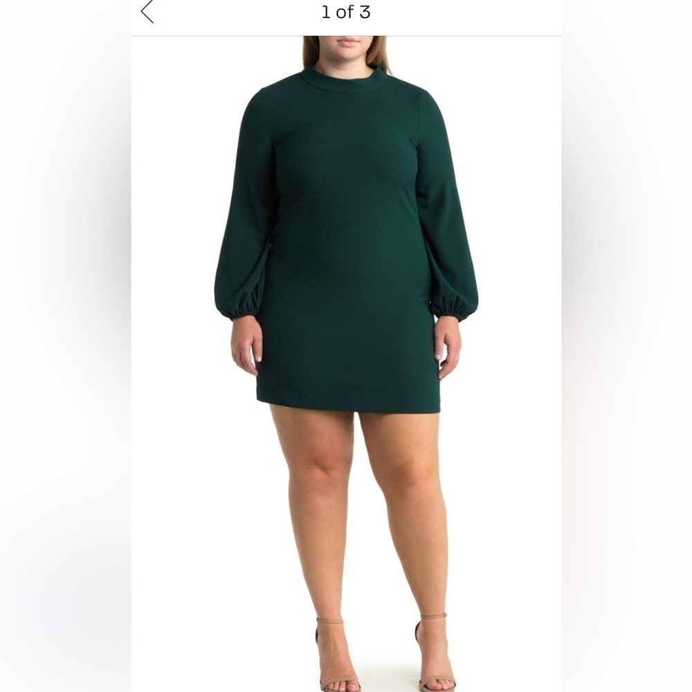 Eliza j mock neck balloon sleeve crepe shift‎ dress NWT